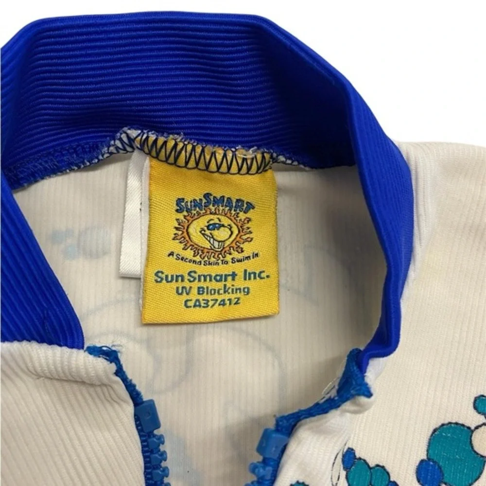 Vintage SunSmart 0-12M Baby UV Blocking Dolphin Swim‎ Suit Blue White